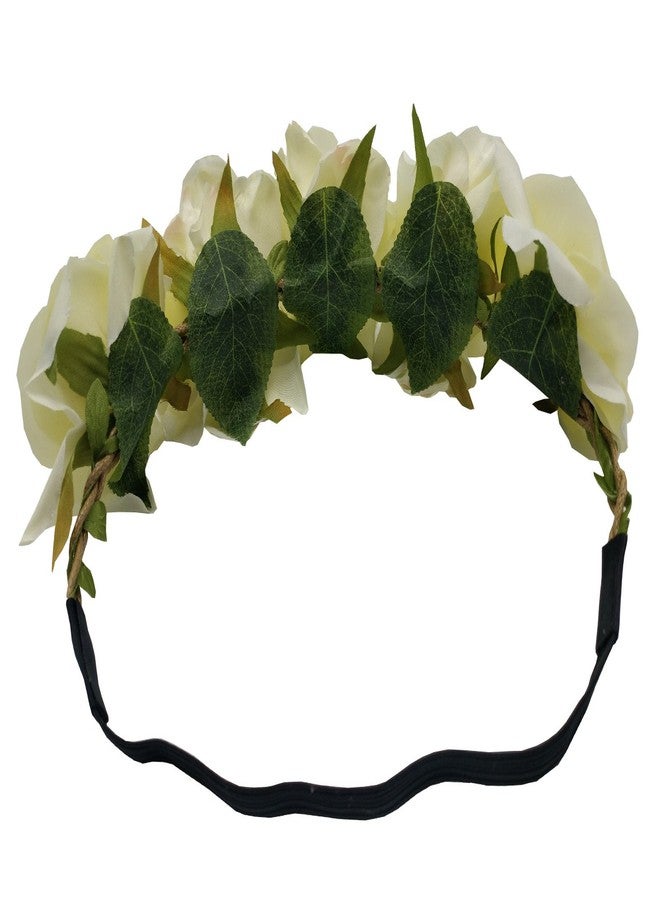 Sanrich Rose Flower Crown for Women, Girls - Headbands, Realistic Hair Crown, Floral Head Piece, Maternity Photoshoot Wreath (cream) - Image 2